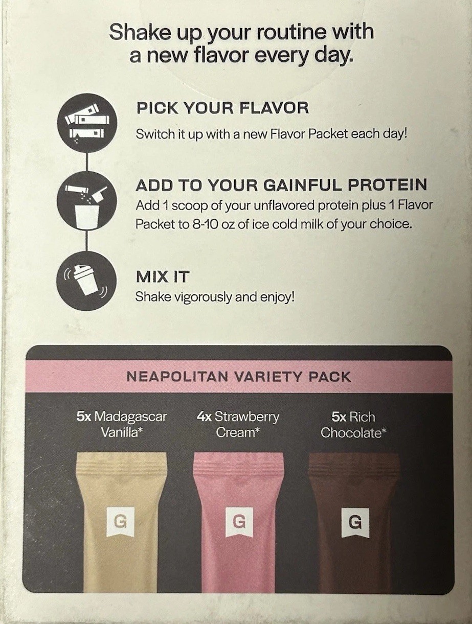 Gainful Flavor Vanilla, Strawberry & Chocolate 14 Packets Ex: 08/2026 New Sealed
