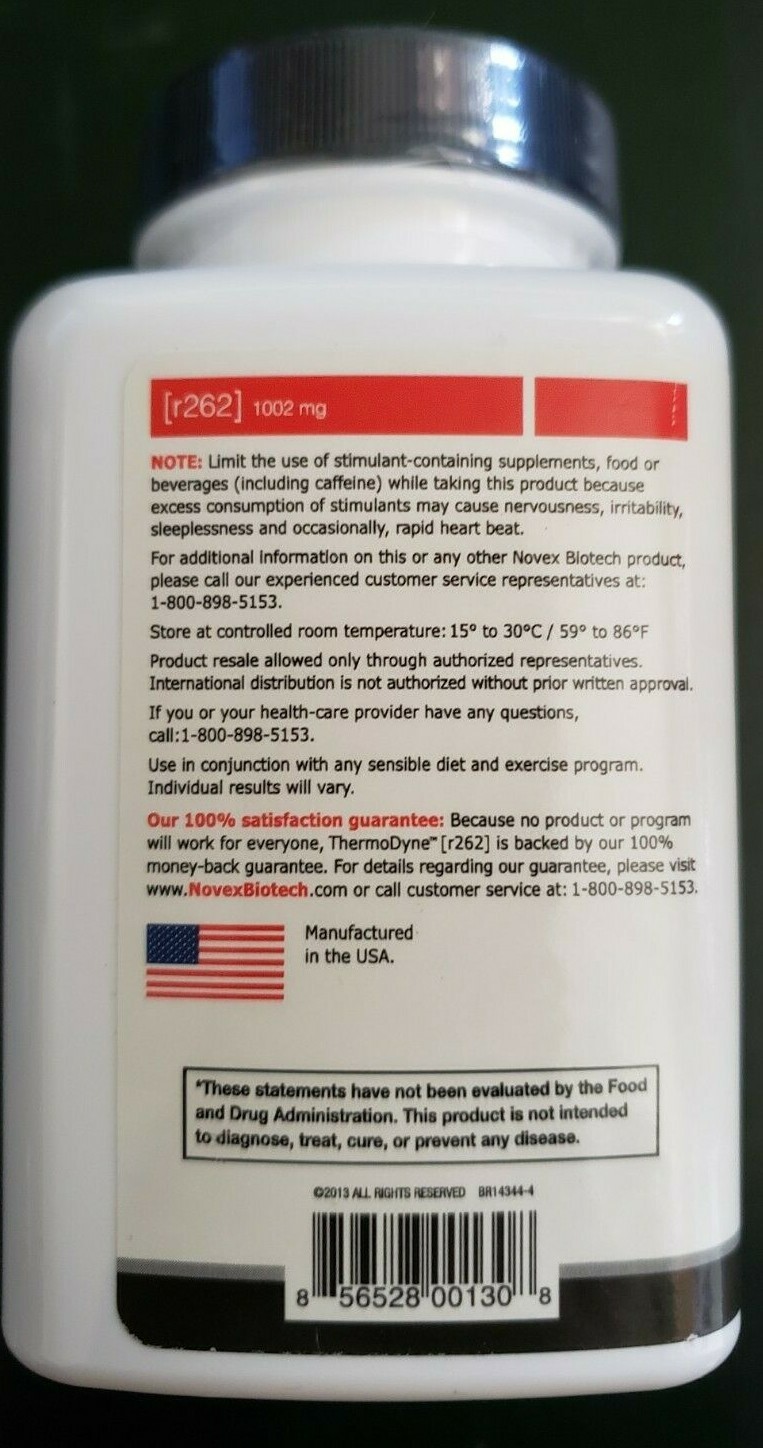 Novex Biotech – Thermodyne – 120 Capsules – 3 Phrase Fat Oxidizer – Exp 4/2025