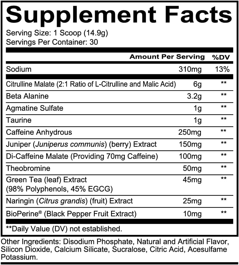 Total War Pre Workout, Watermelon – L Citrulline, Malic Acid, Green Tea Leaf Ext