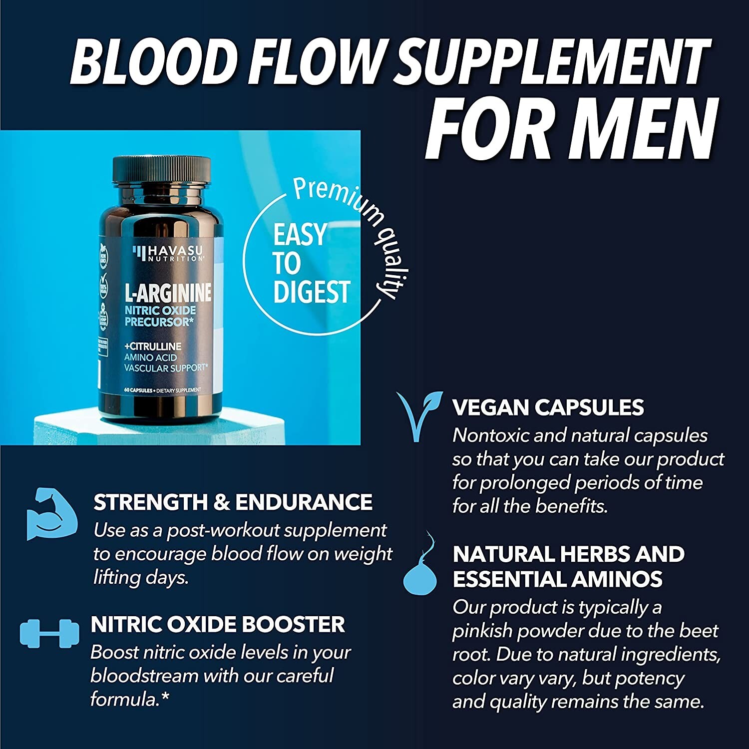 L-Arginine Capsules | Ultimate Performance & Endurance Supplement, 120 Count