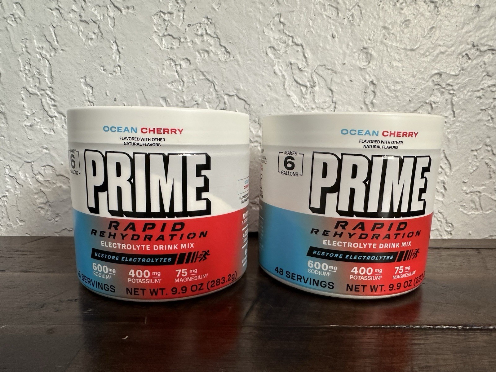 2 Pack PRIME Rapid Rehydration Electrolyte Drink Mix, Ocean Cherry (9.9 oz X 2)
