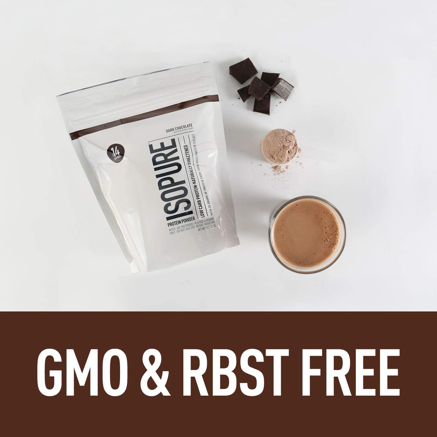 Isopure Protein Powder, Whey Protein Isolate 25g Protein, Dark Chocolate 1 Pound