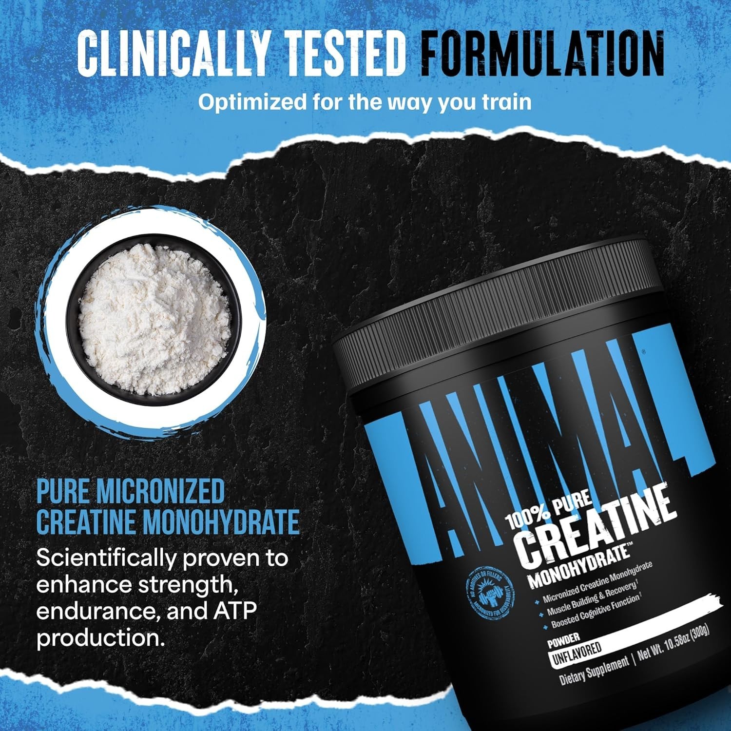 Universal Animal Micronized Creatine Monohydrate Powder Unflavored 300 Grams NEW