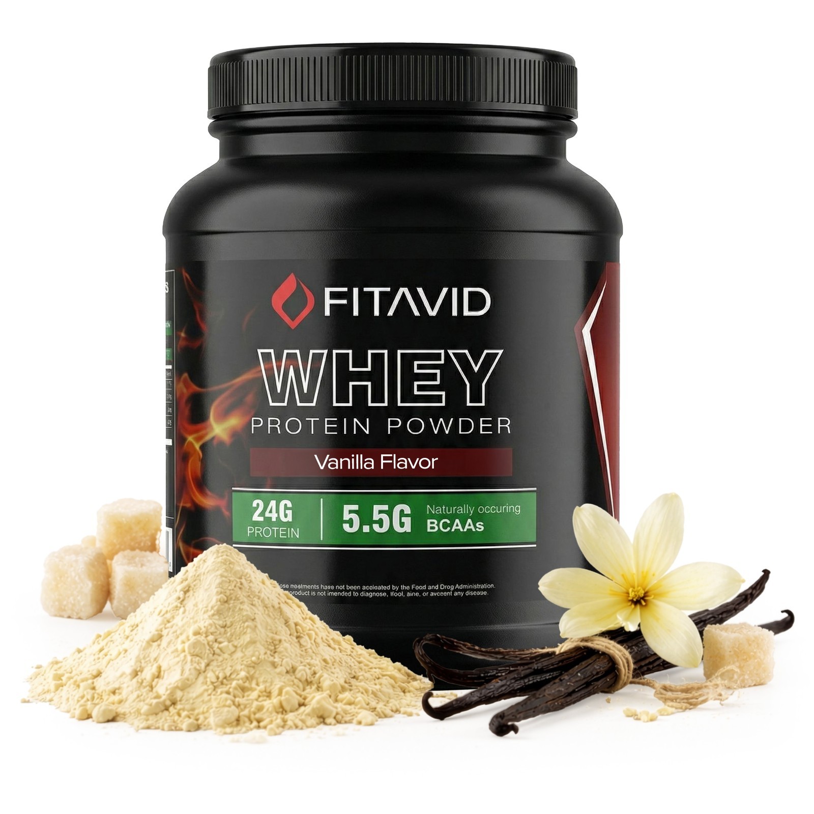 FITAVID Whey Protein Powder 2 lb Vanilla Chocolate Strawberry Fitness Shake