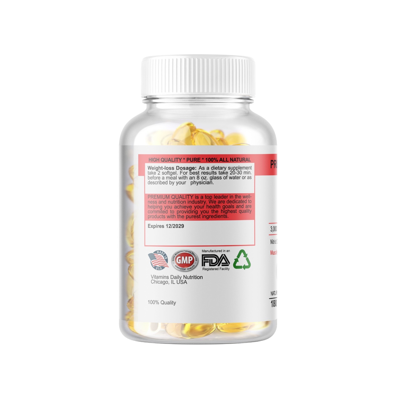 L-Arginine L-Citrulline Nitric Oxide Booster 3000mg, 180 Softgels, 90 Servings
