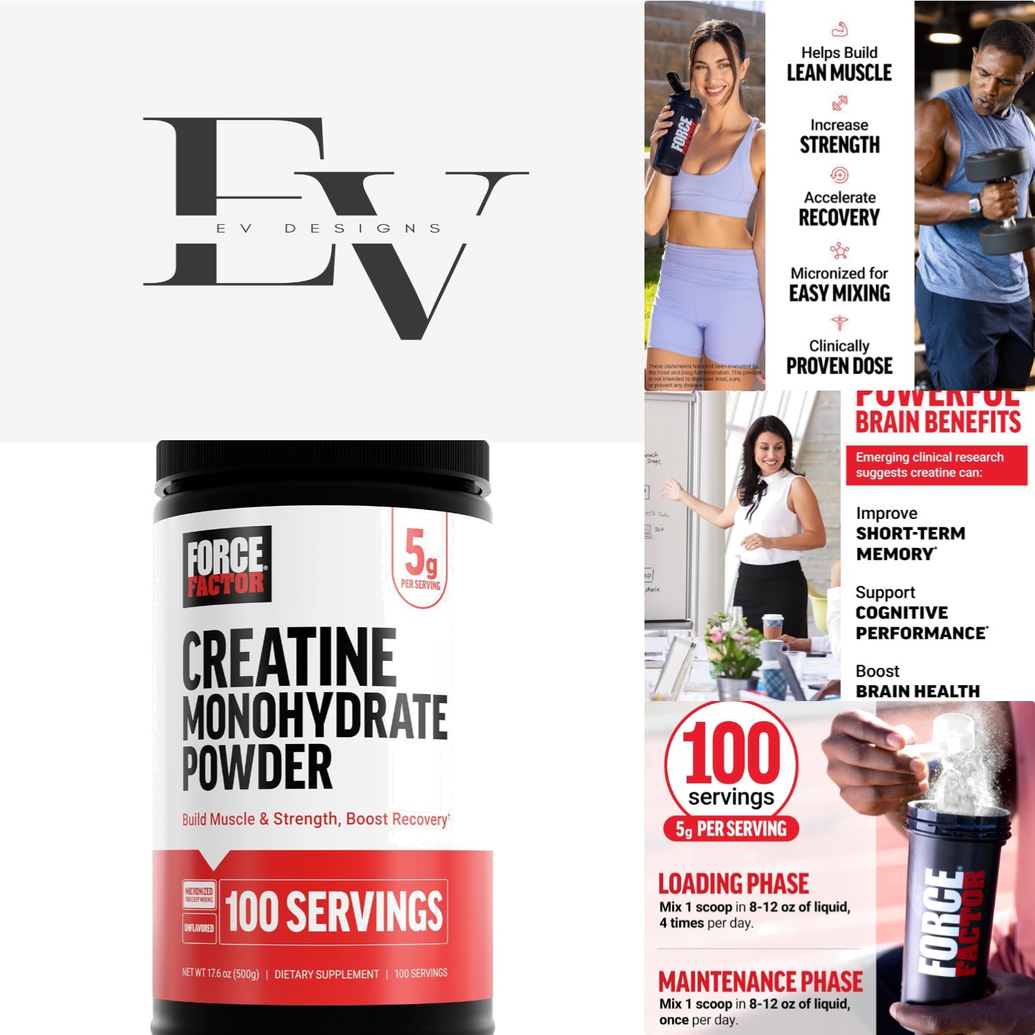 Creatine Monohydrate Powder 500g – Unflavored, 100 Servings for Peak Performance