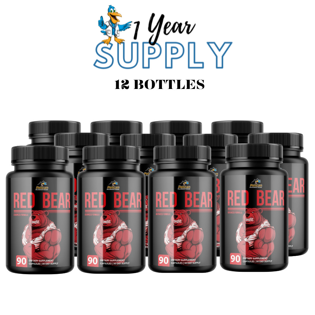 Red Bear- Bodybuilding & Men’s Health Support- 12 Bottles- 1080 Capsules