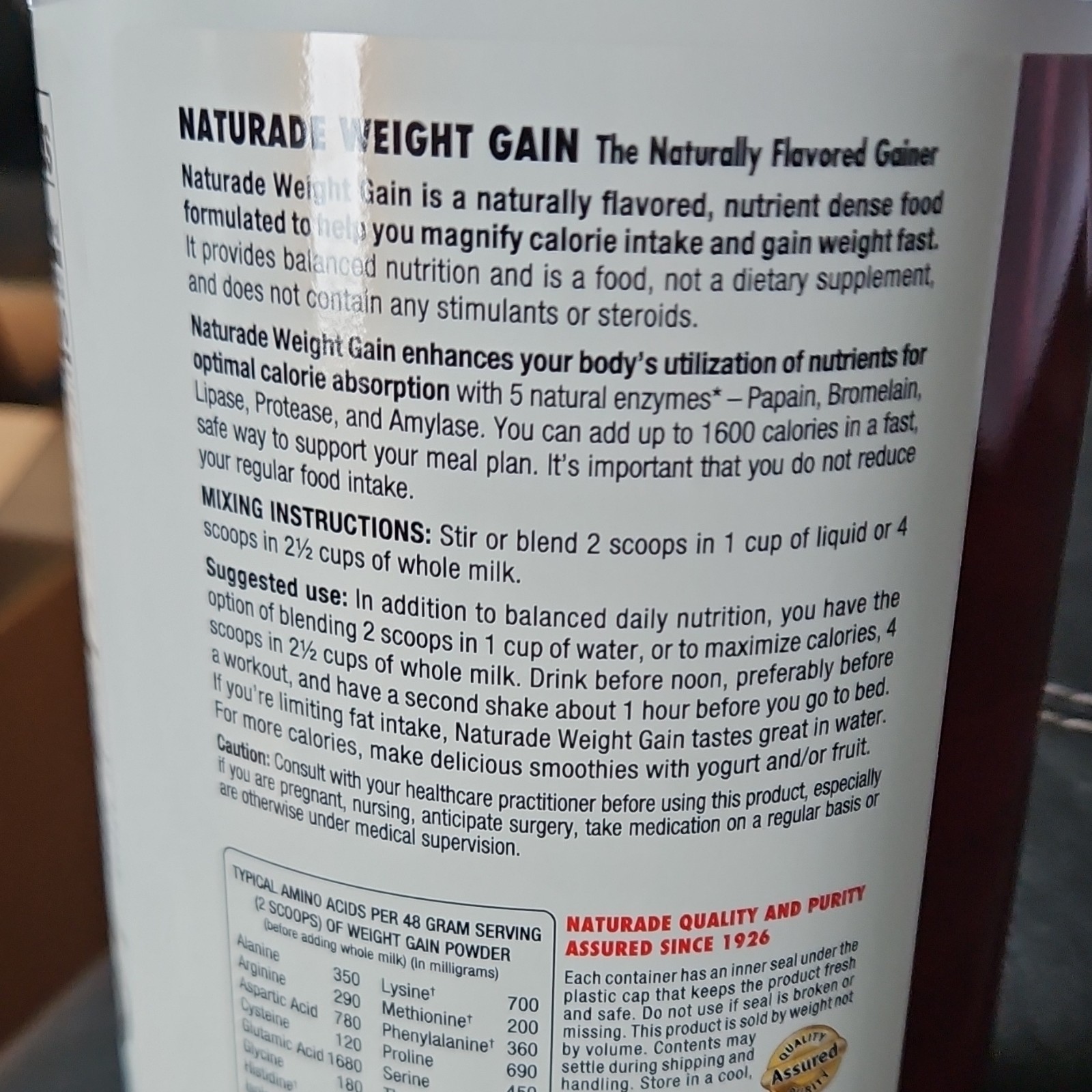 Naturade Weight Gainer Powder, Chocolate, Gluten Free, 40.6 oz