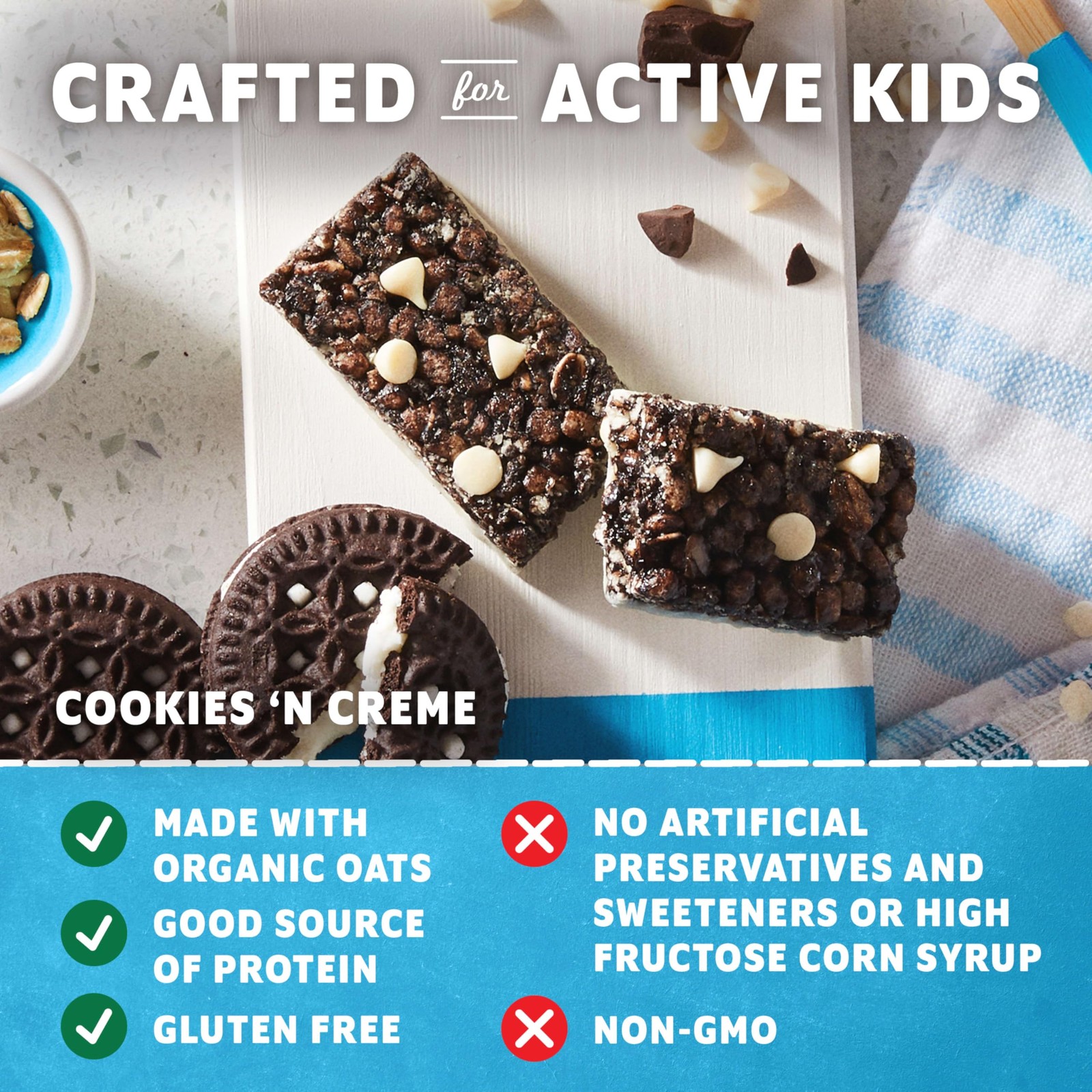 CLIF Kid Zbar Protein – Cookies ‘N Creme – Crispy Snack Bars – 15 bars