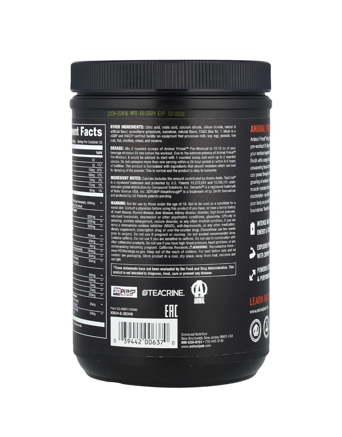 Universal Nutrition Animal Pre Workout Primal Loaded Powder Candy Crush’d 17.8oz