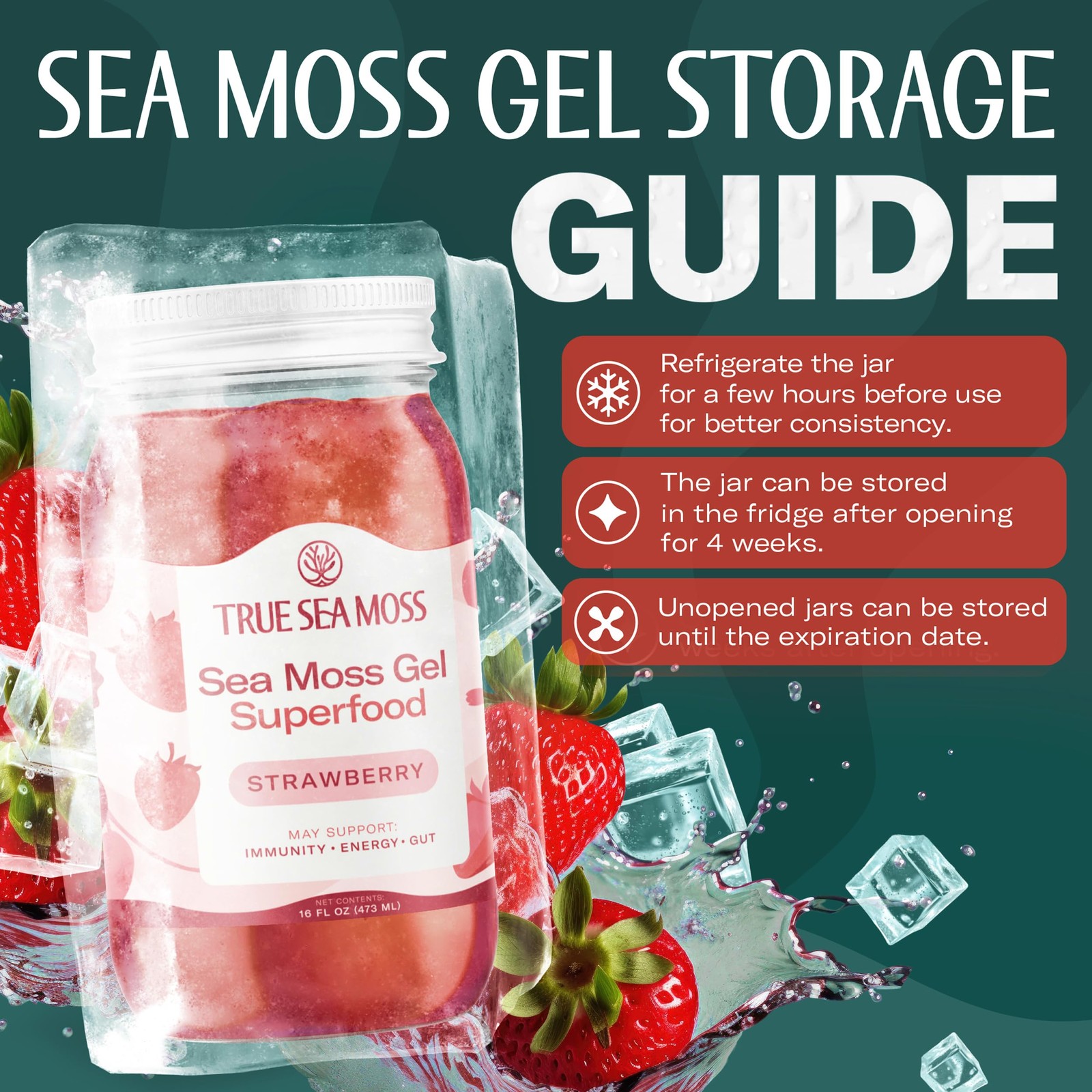 TrueSeaMoss Sea Moss Gel – Made in USA – Wildcrafted 16 Fl Oz (Pack of 2)