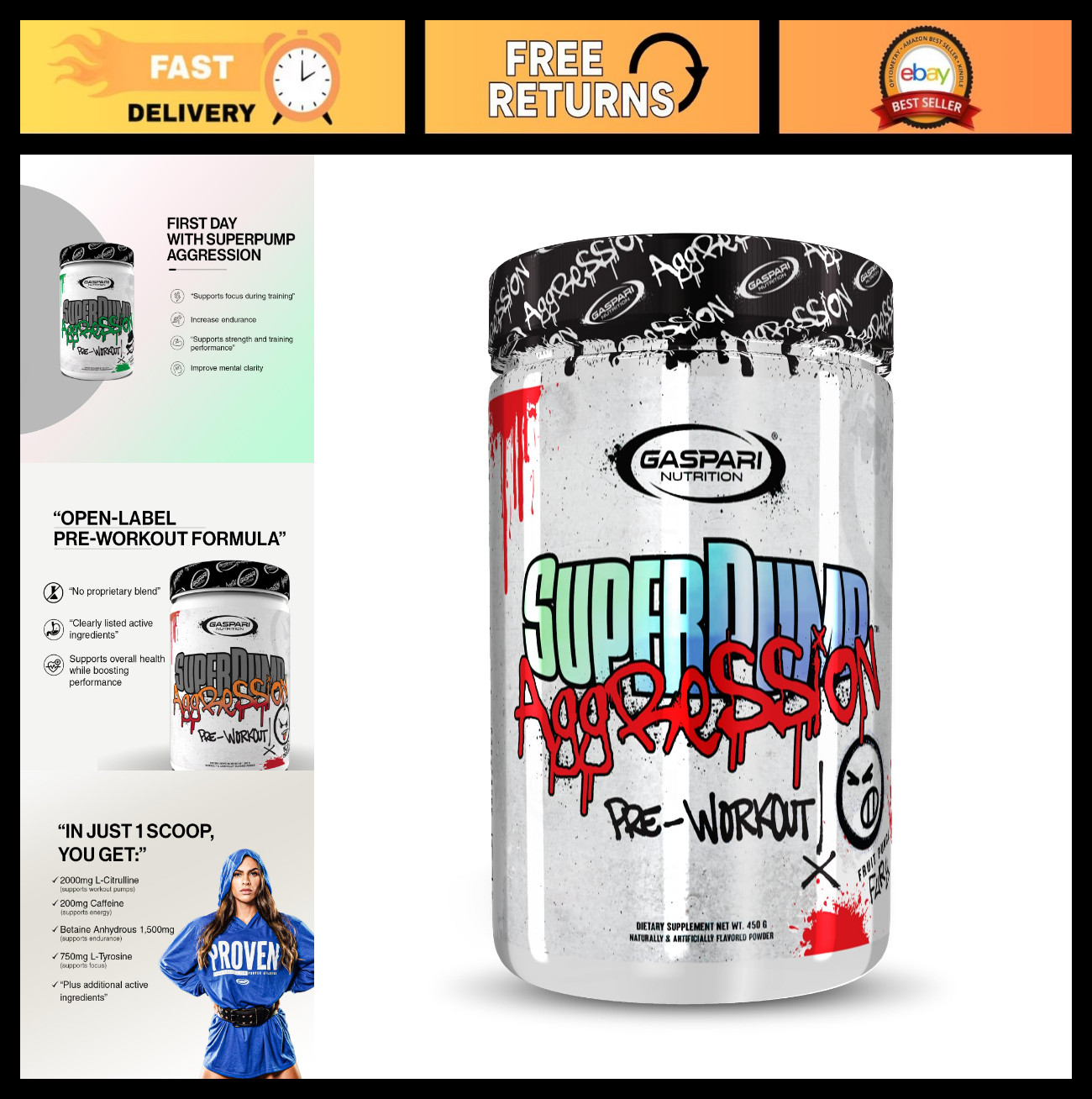 Pre-Workout Supplement for Energy, Focus & Endurance – Creatine & Caffeine, 40 S