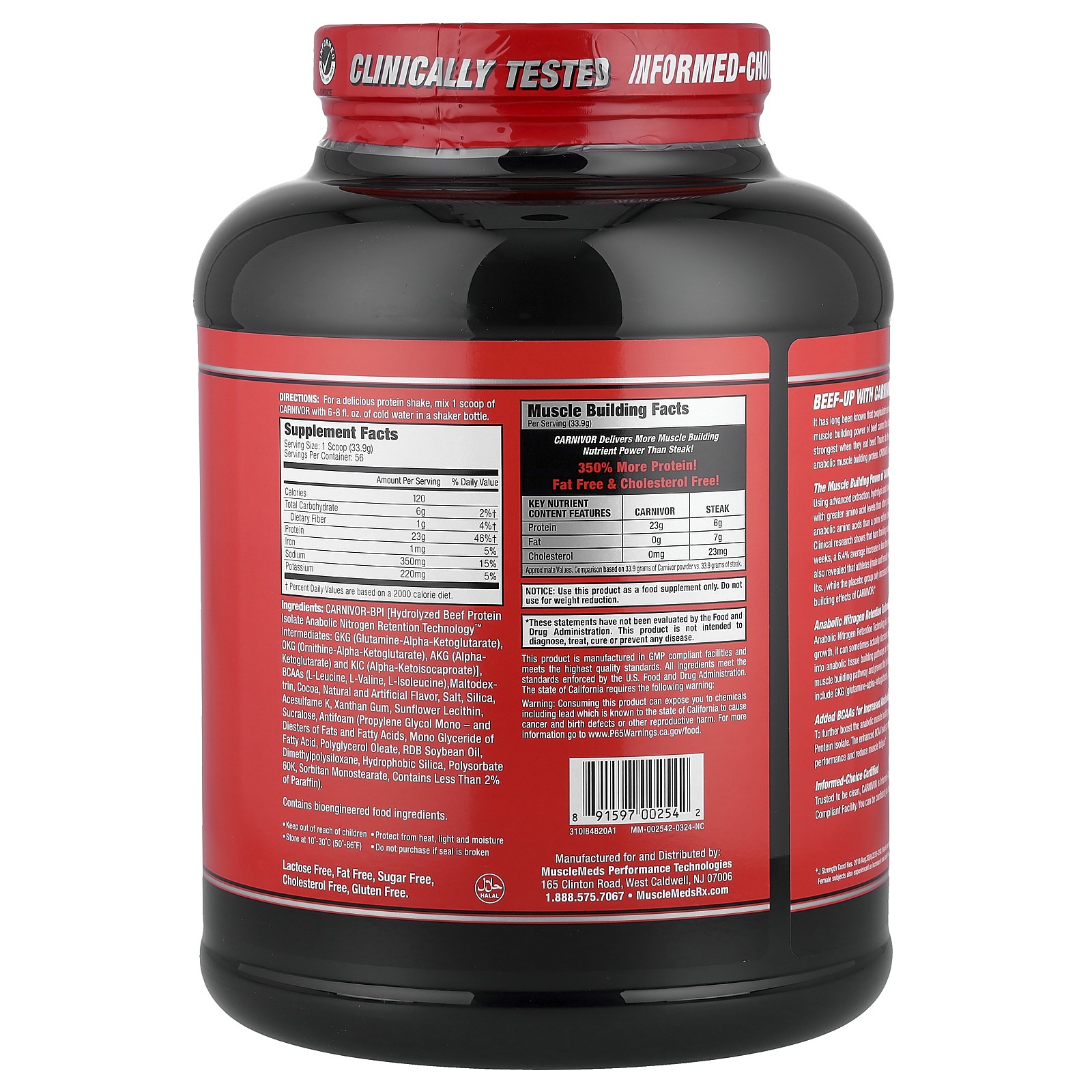 Carnivor, Bioengineered Beef Protein Isolate, Chocolate, 4.19 lbs (1898.4 g)