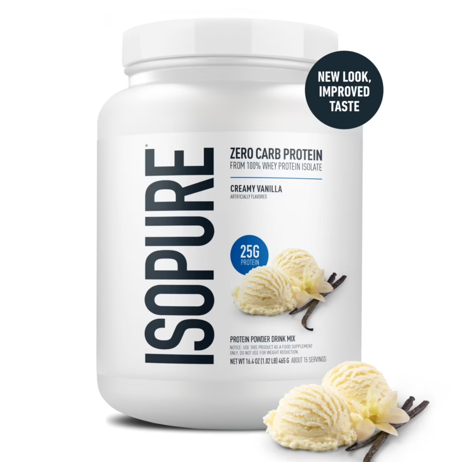Isopure Zero Carb 100% Whey Protein Isolate Vanilla 15 Servings 25g Protein