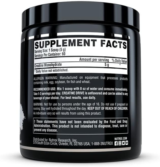 Nutrex Research Creatine Monohydrate Powder Unflavored Micronized Creatine