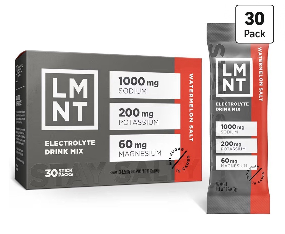 LMNT Electrolyte Drink Mix Powder Watermelon Salt 30 Stick Packs Sodium