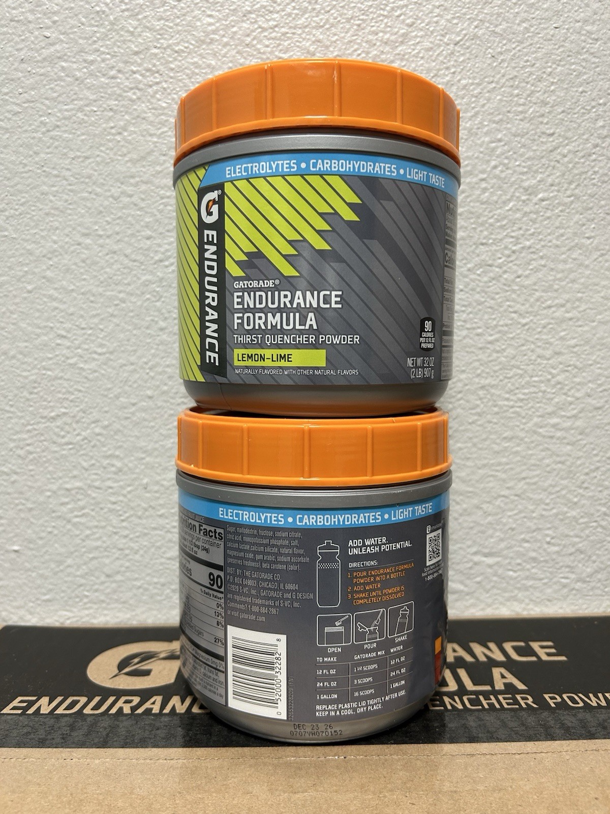 Box Of 32 oz Gatorade Endurance Formula Powder, Lemon Lime, 6 Count, Exp 12/2026