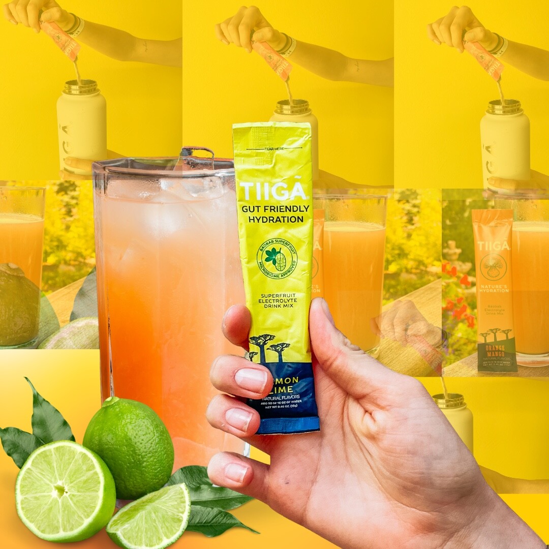 TIIGA Hydration Energy Drink – Prebiotics Electrolytes Gut Health LEMON LIME 6pk