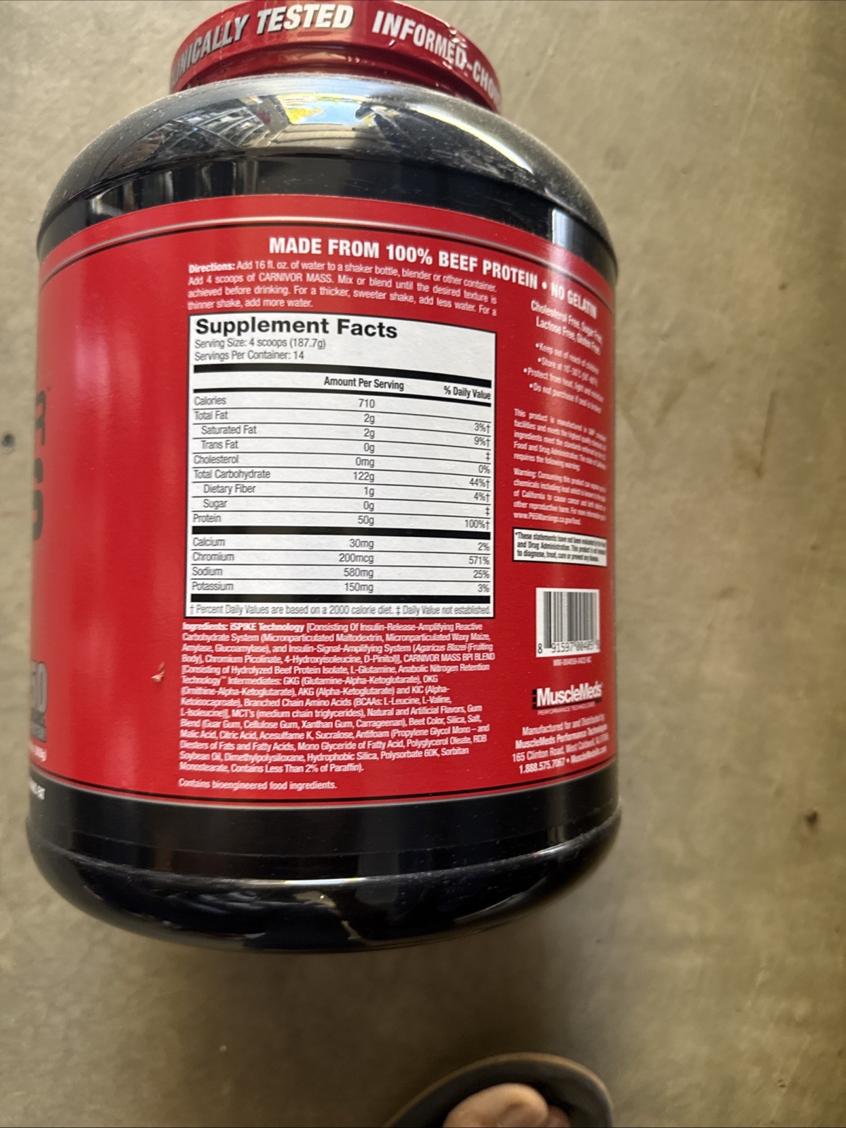 Carnivor™ Mass, Anabolic Beef Protein Gainer, Strawberry, 5.79 lbs (2,628 g)