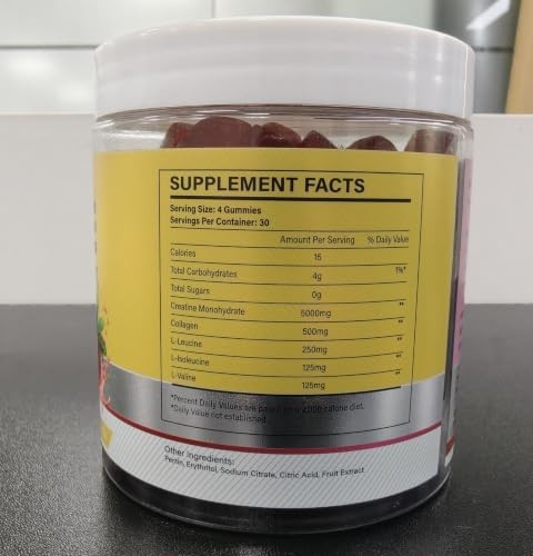 Creatine Gummies Women Collagen BCAAs Sugar Free 120Ct