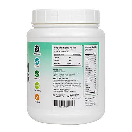 Premium Gelatin COLLAGEN Powder BEEF Grass Fed Unflavored 2.2LB AMANDEAN