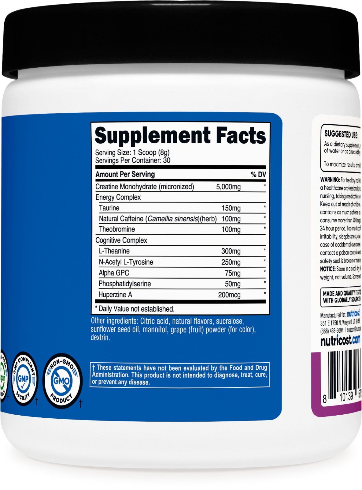 Nutricost Creatine + Energy 30 Servings (Grape Flavored)