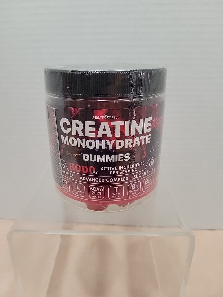 PERFECTFIT365 Creatine Monohydrate Gummies 120ct Sugar-Free Vegan Berry 8000mg