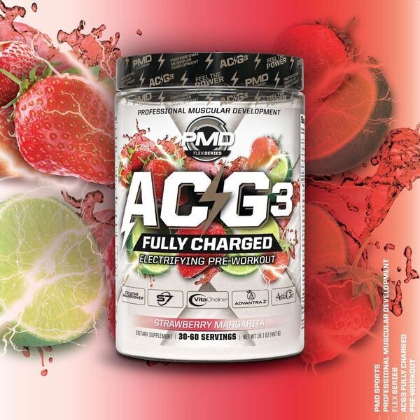 ACG3 Fully Charged- Pre Workout-Drink Mix- Strawberry Margarita (30-60 Servings)