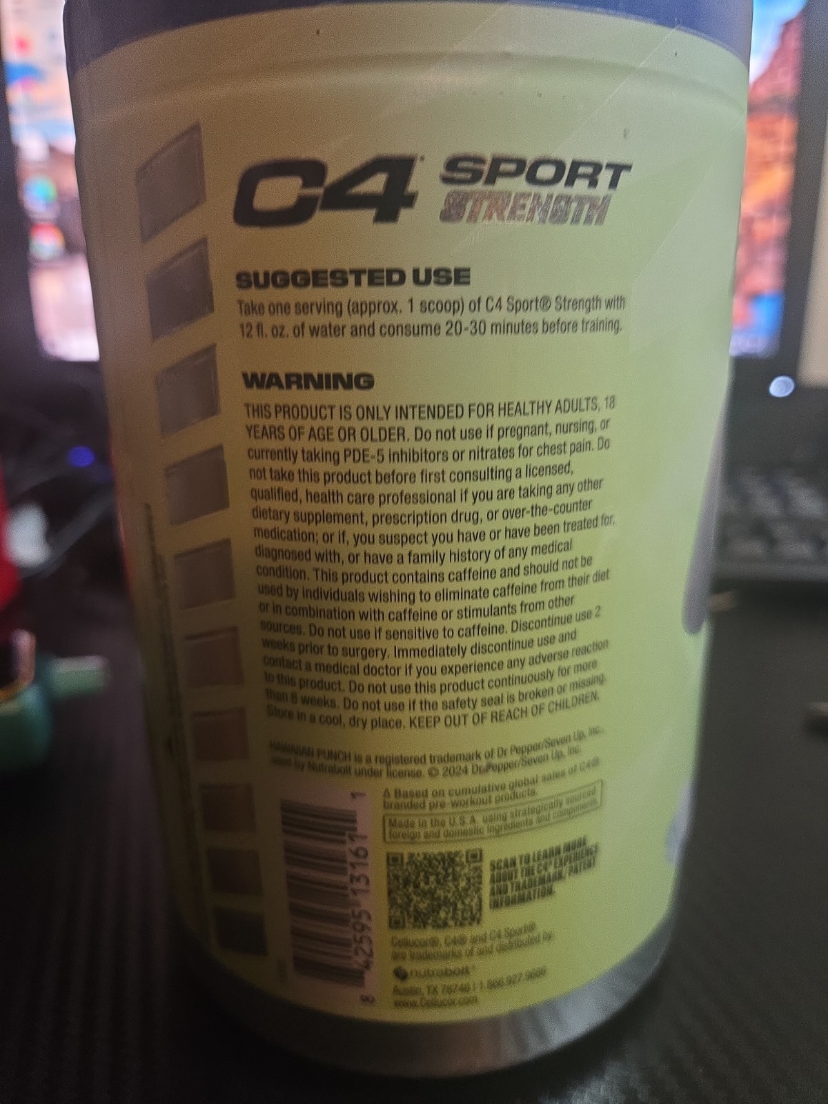 C4 Sport Strength Hawaiian Punch Berry Blue Typhoon Pre-Workout 20 Servings 406g