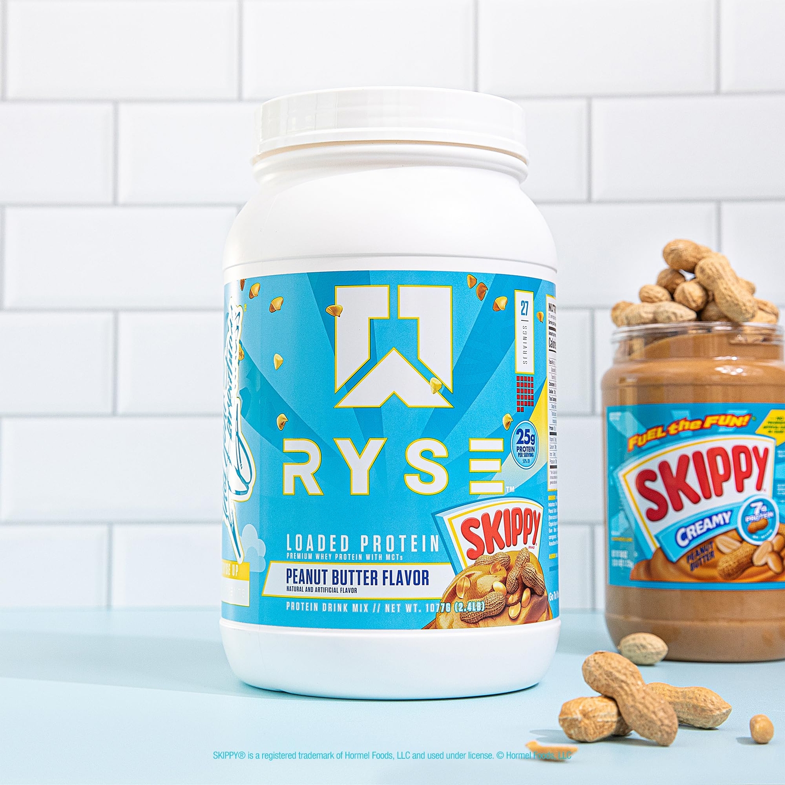 RYSE Loaded Protein Skippy Peanut Butter – 25g Whey, Low Carb, 27 Servings