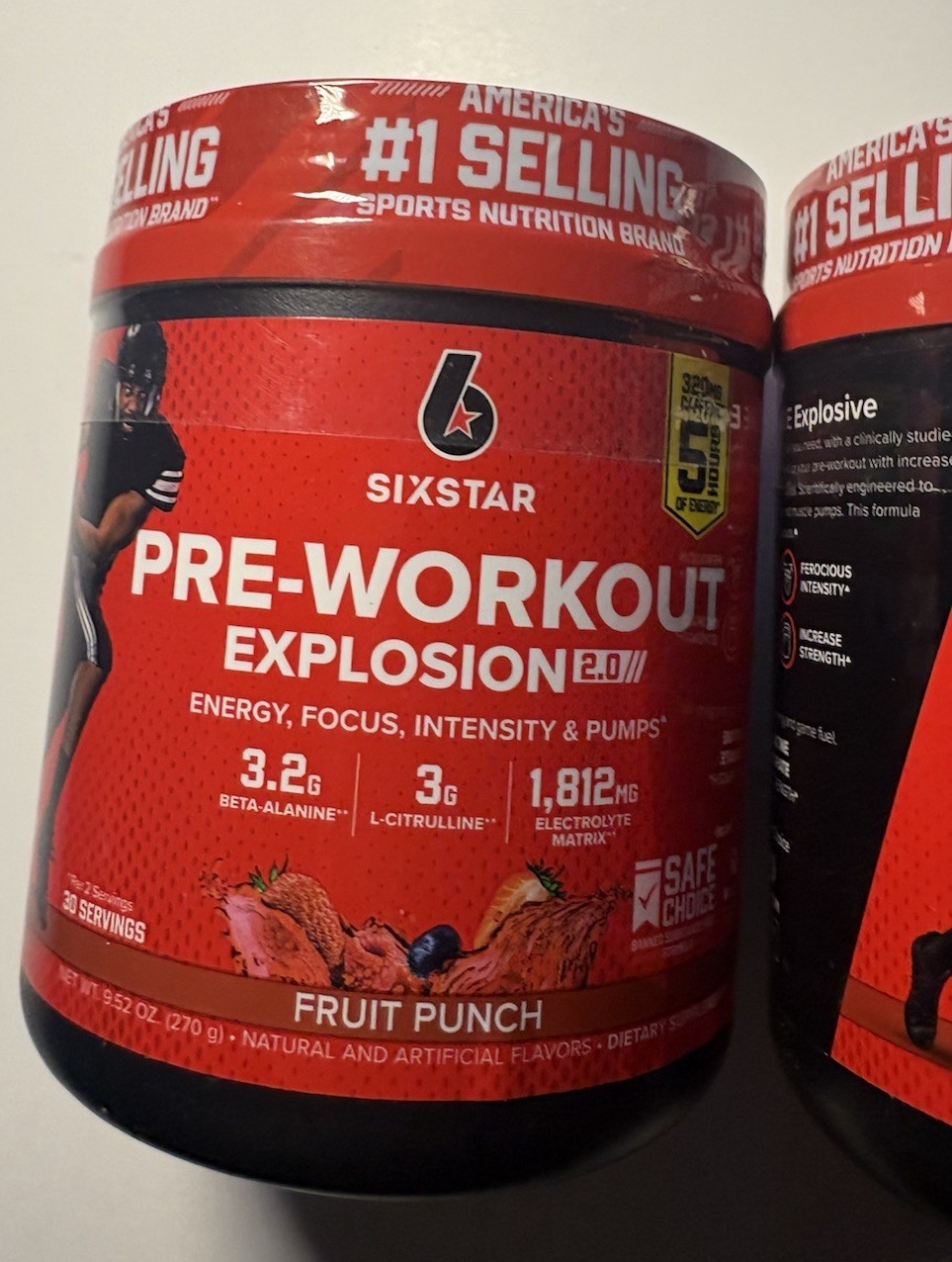 Six Star Pre-Workout Explosion 2.0 -Fruit Punch- 2 Ct (9.52 Oz Each) – EXP 06/27