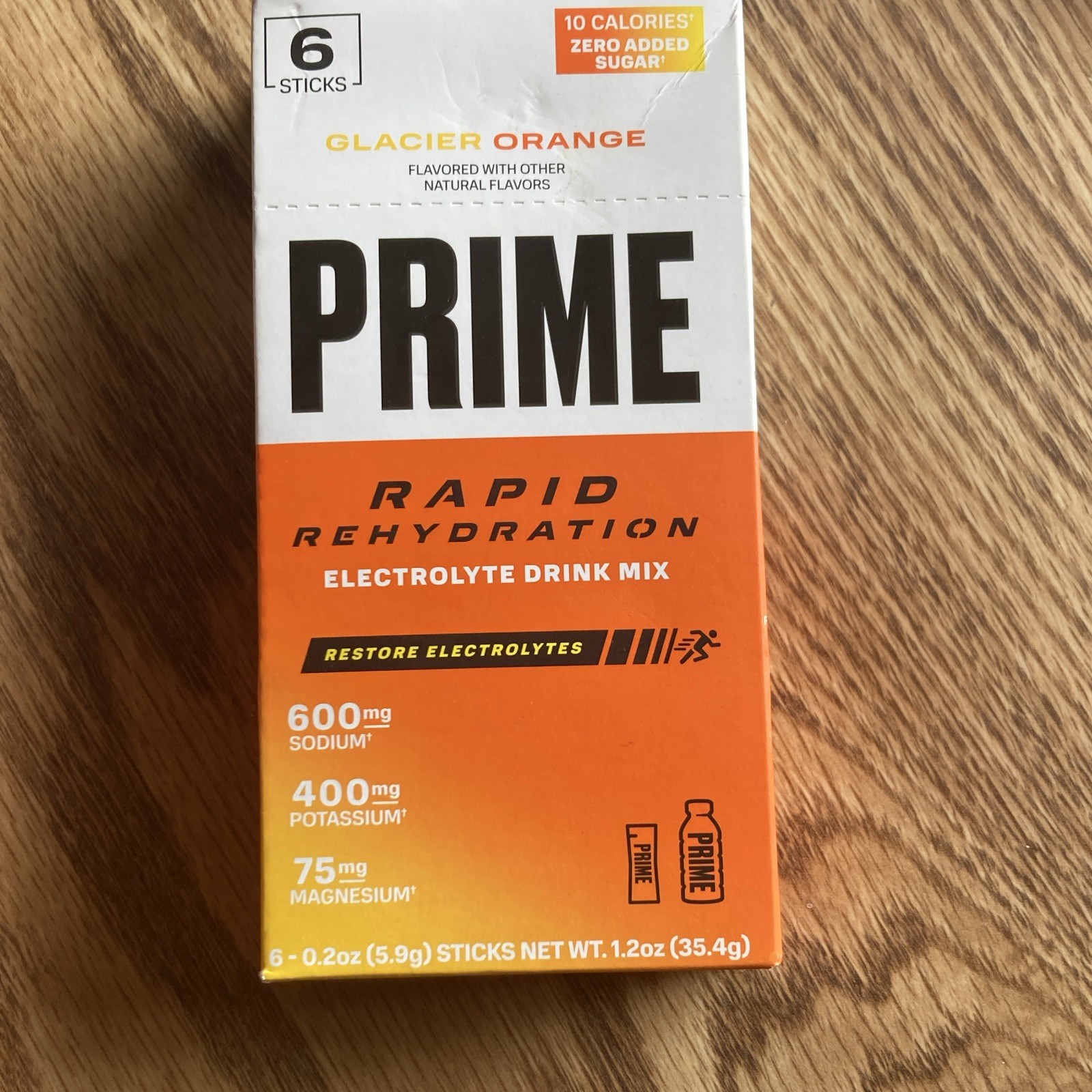 Prime Rapid Rehydration Electrolyte Drink Mix Glacier Orange 6 Sticks 1.2 oz