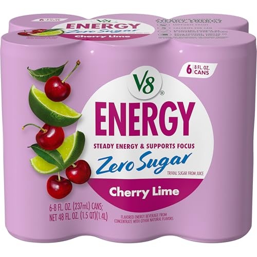 Energy Energy Drink 8 fl. oz. Can Pack of 6 (8 Fl Oz) Zero Sugar Cherry Lime