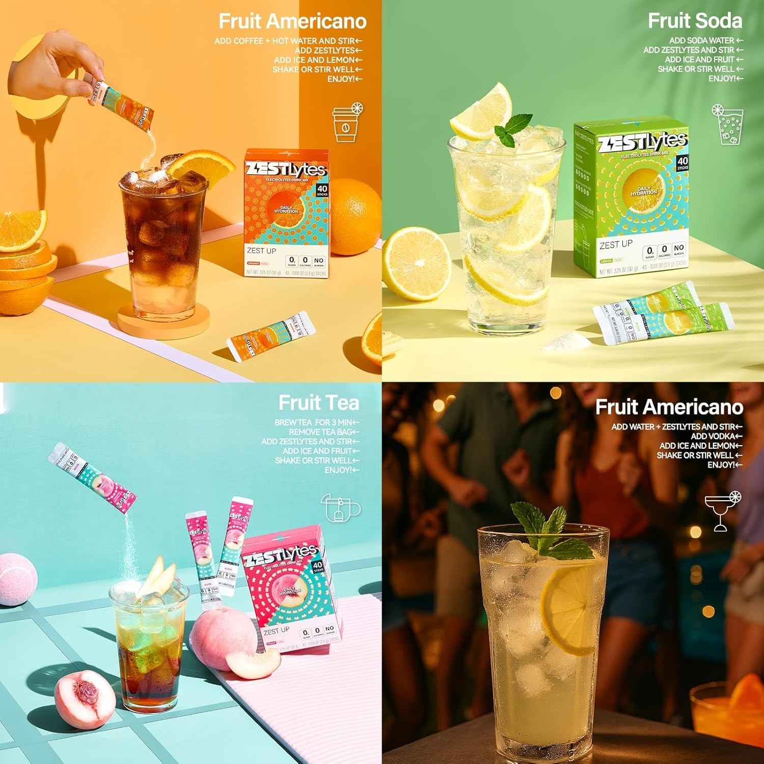 Lightly Sweet Electrolyte Drink Mix | 40 Sticks of 5 Electrolytes & 5 Vitamins