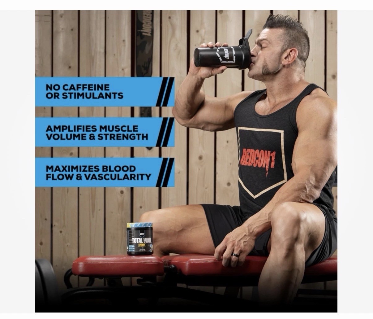 REDCON1 TOTAL WAR PUMP Blue Lemonade Stim Free Pre-Workout 30 Serving 10.93 Oz
