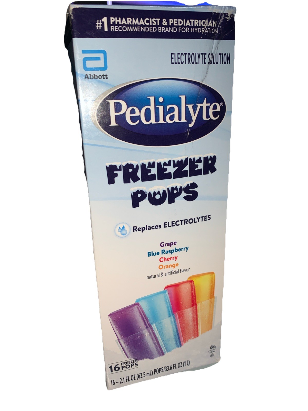 Pedialyte Freezer Pops Oral Electrolyte Solution Natural Assorted Flavors 16ct