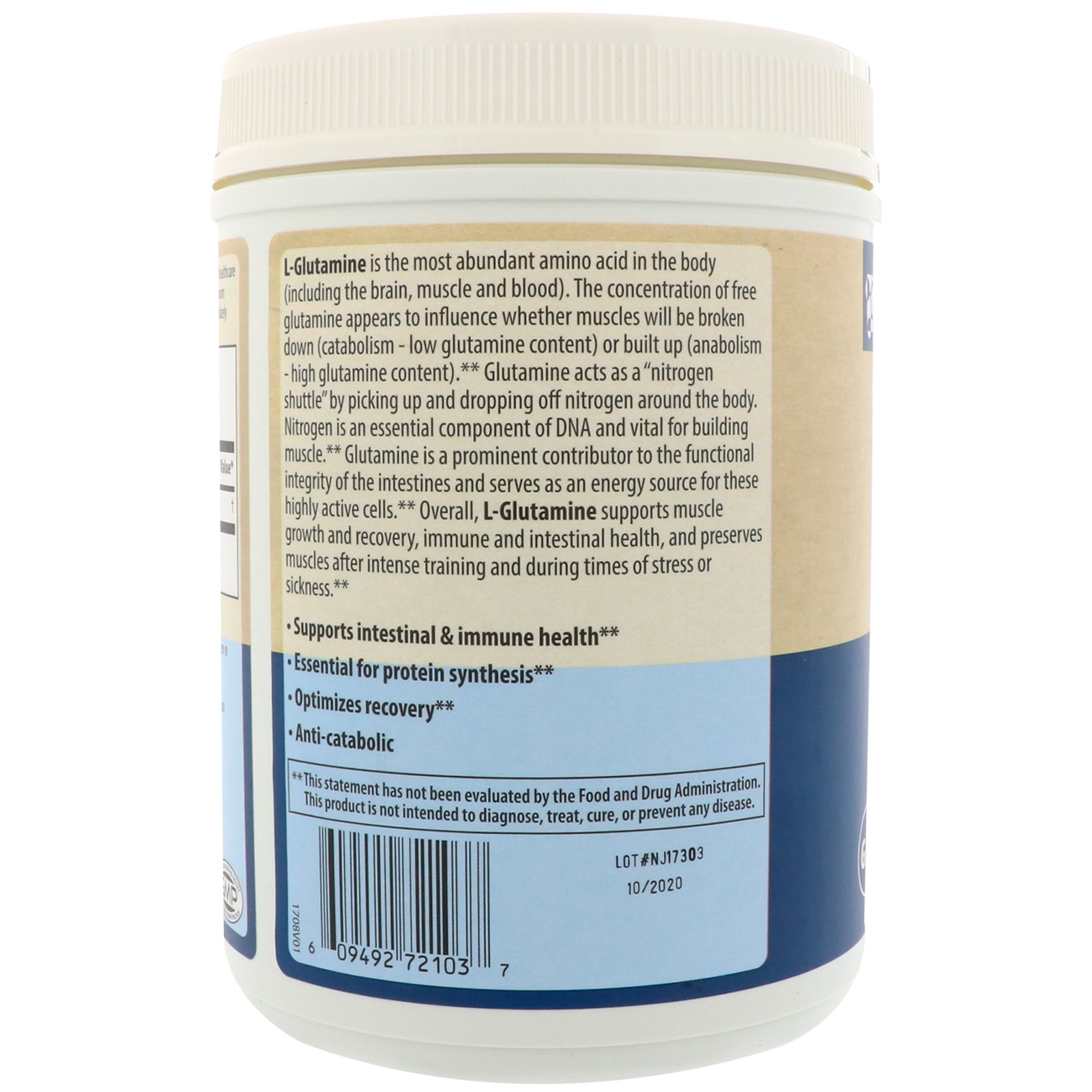 MRM L-Glutamine 1000 2 2 lbs 1000 g GMP Quality Assured, Vegan