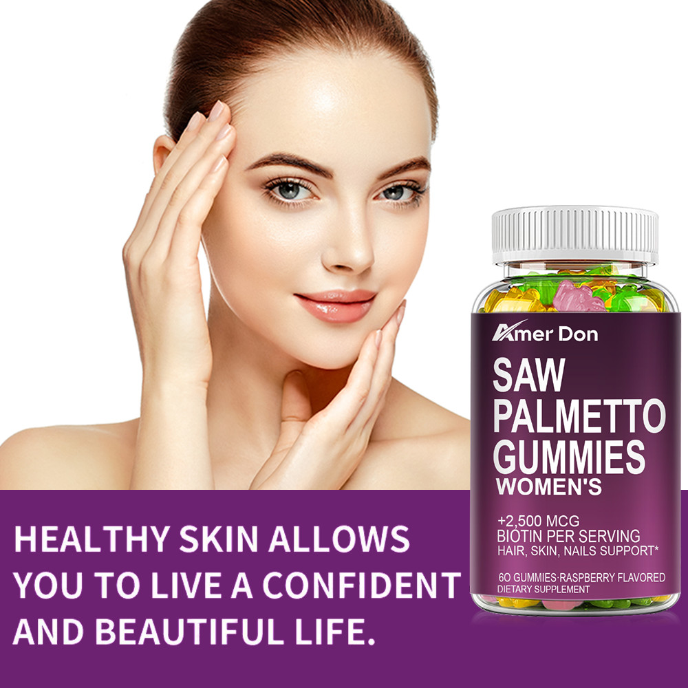 Saw Palmetto for Women + 2500 mcg Biotin Gummies DHT Blocker & Biotin Gummies 60