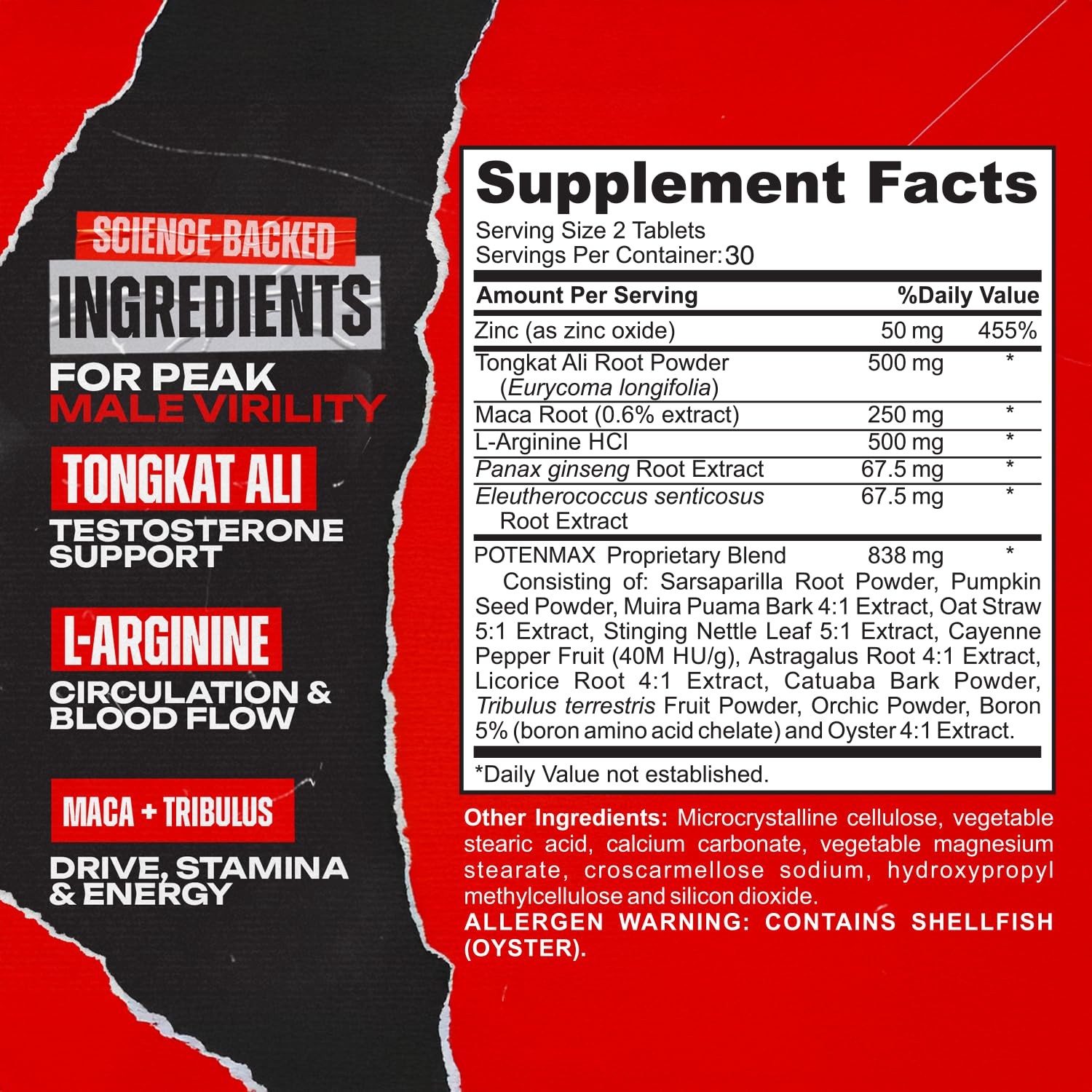 Natural Testosterone Booster for Men with Tribulus 60 Count (Pack of 1)