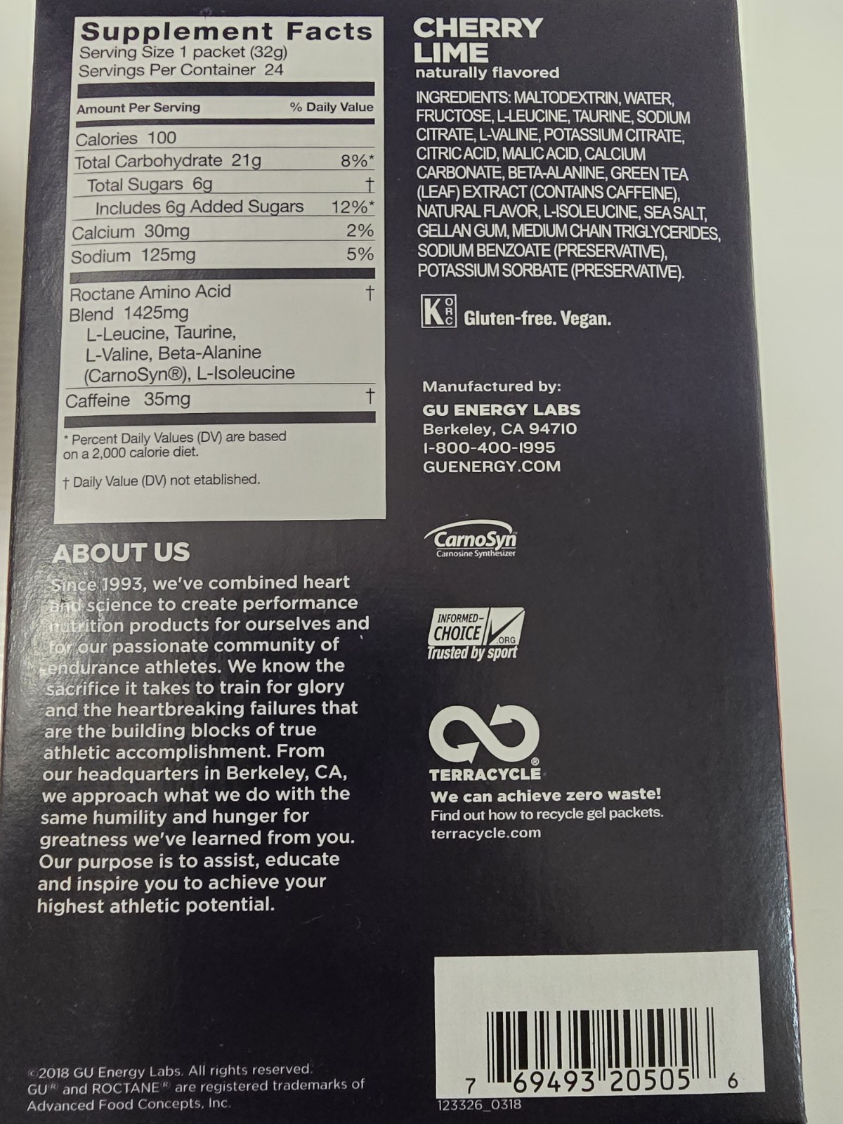READ!!! 264 Packs – ROCTANE Energy Gel : CHERRY LIME – 11 Boxes of 24 bb 08/2023