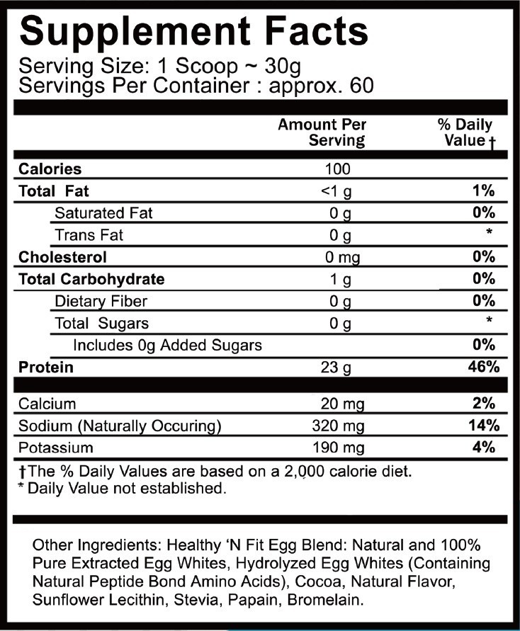 Healthy N Fit 100% Egg Protein- Chocolate 4lb, Egg White, Zero Lactose, Natural