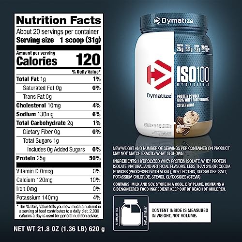 Dymatize ISO100 Whey Protein Powder 1.34 Pound (Pack of 1), Cookies & Cream