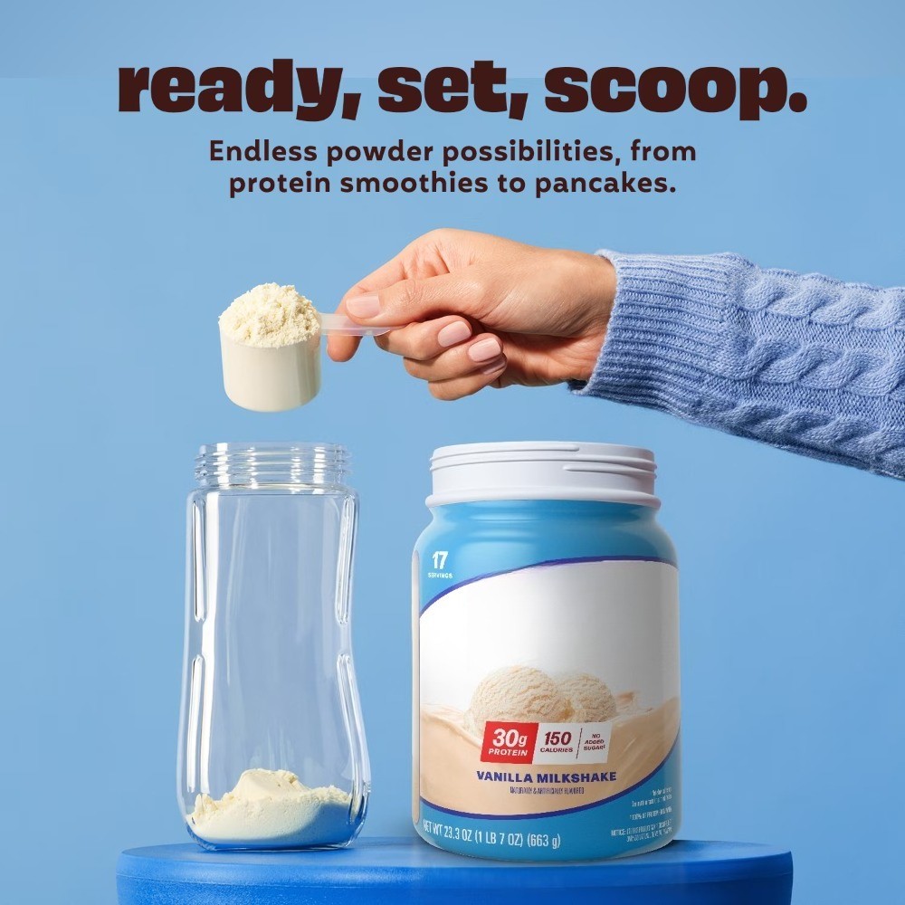 100% Whey Protein Powder, Vanilla Milkshake, 30g Protein, 23.3 oz, 1.7 lb