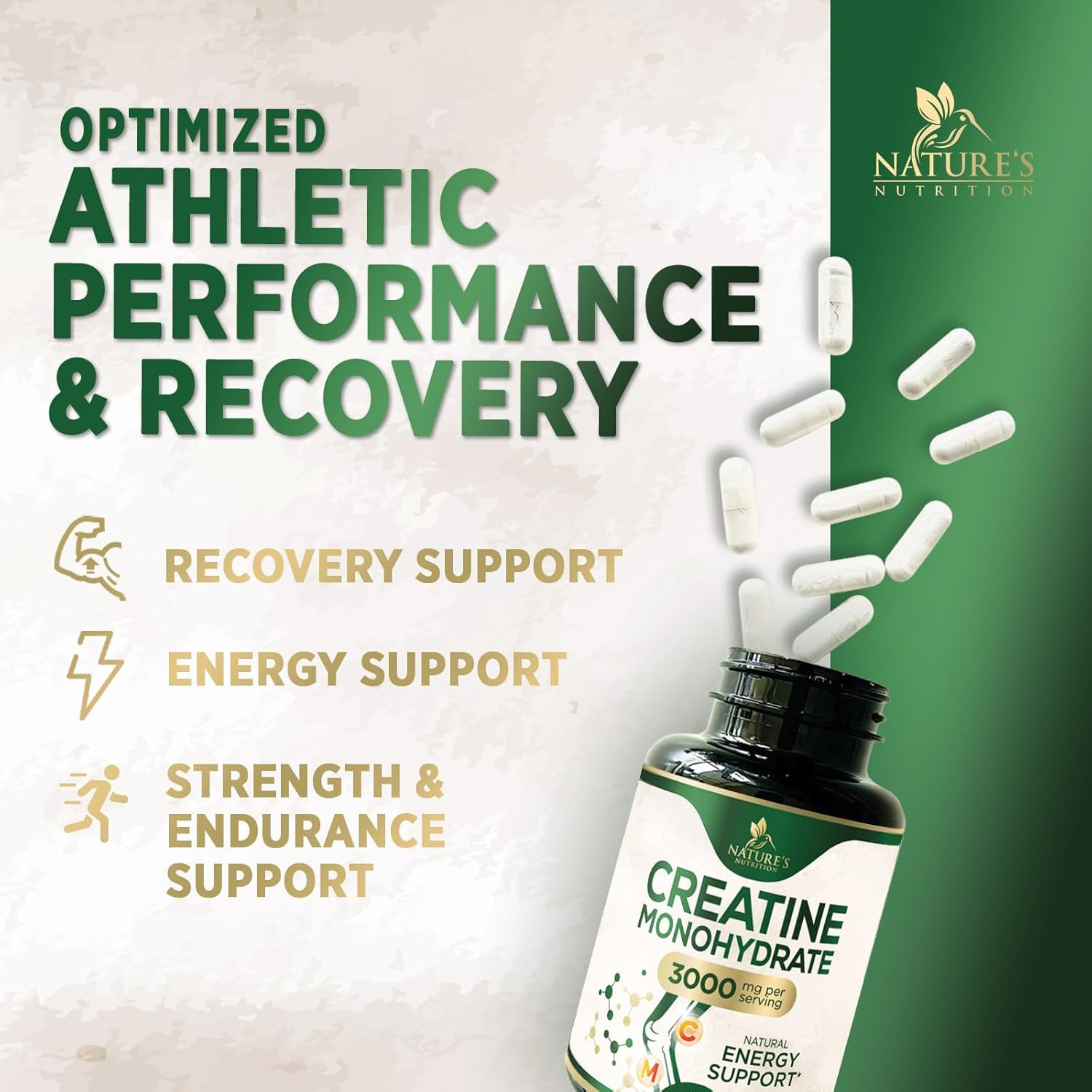 Creatine Monohydrate Capsules 3000Mg – Best Micronized Creatine Powder – Support