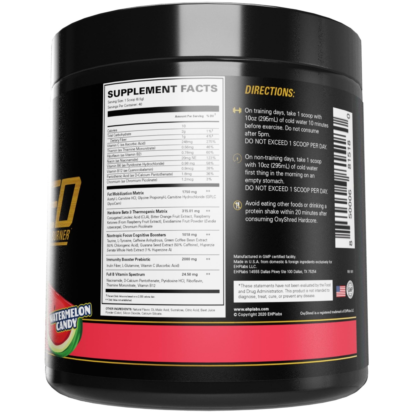EHP Labs OxyShred Hardcore Super Dosed Pre Workout Powder – Preworkout Powder…