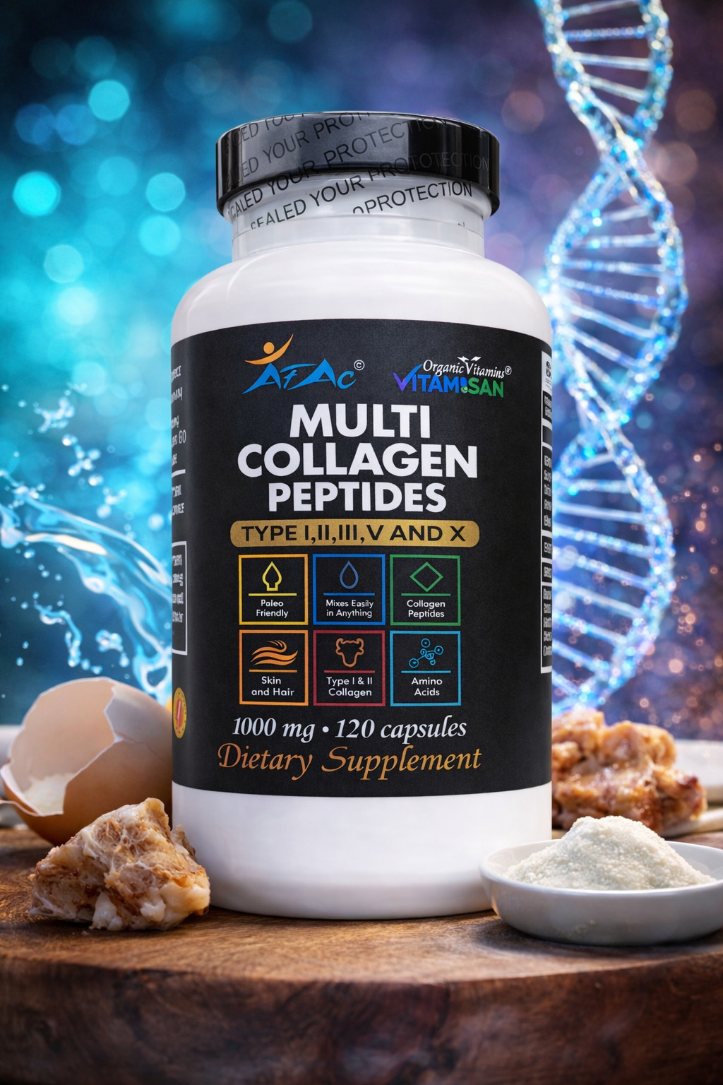 Collagen peptide pills Hair, Skin Nails joints support hydrolyzed collagen 120