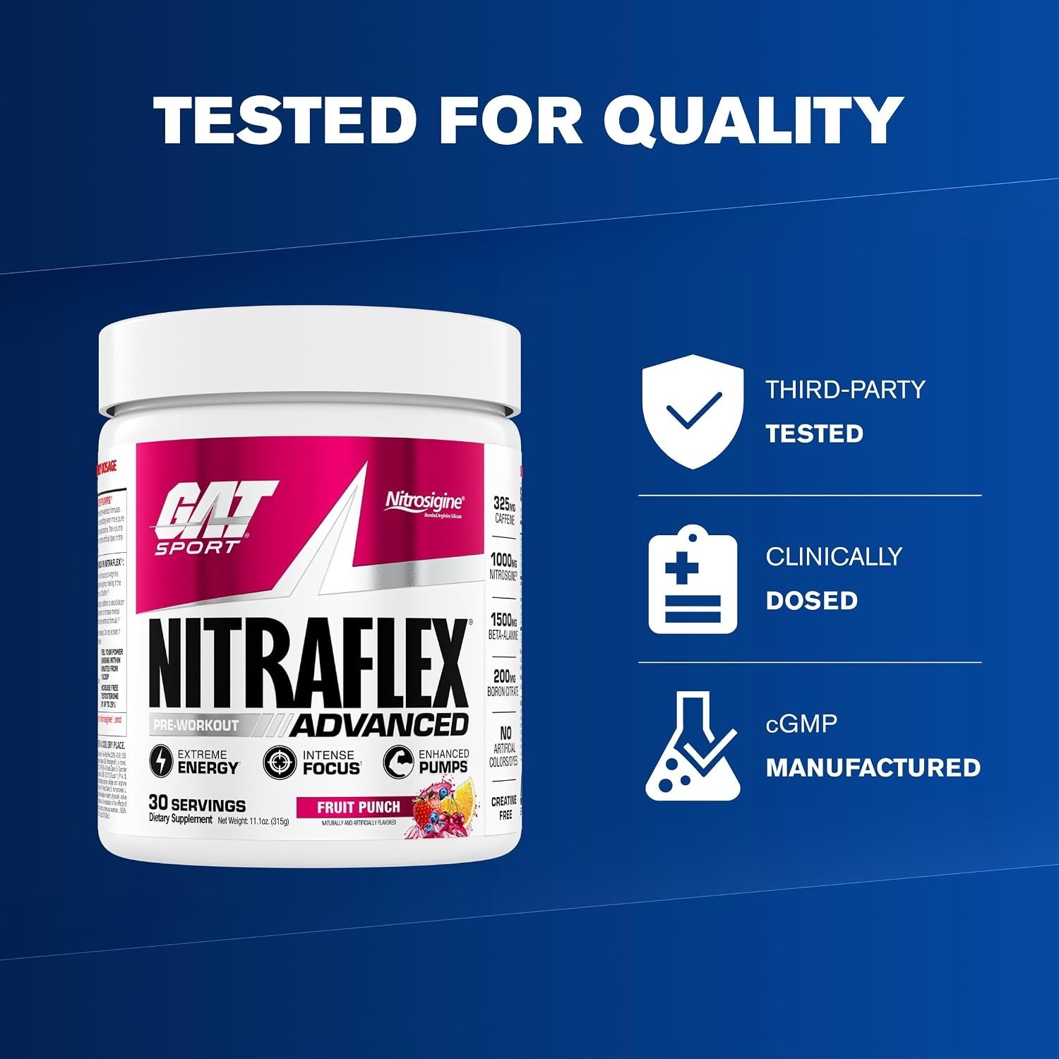 Nitraflex Pre-Workout Powder – 30 Servings, Boosts Energy & Focus, Fruit Punch