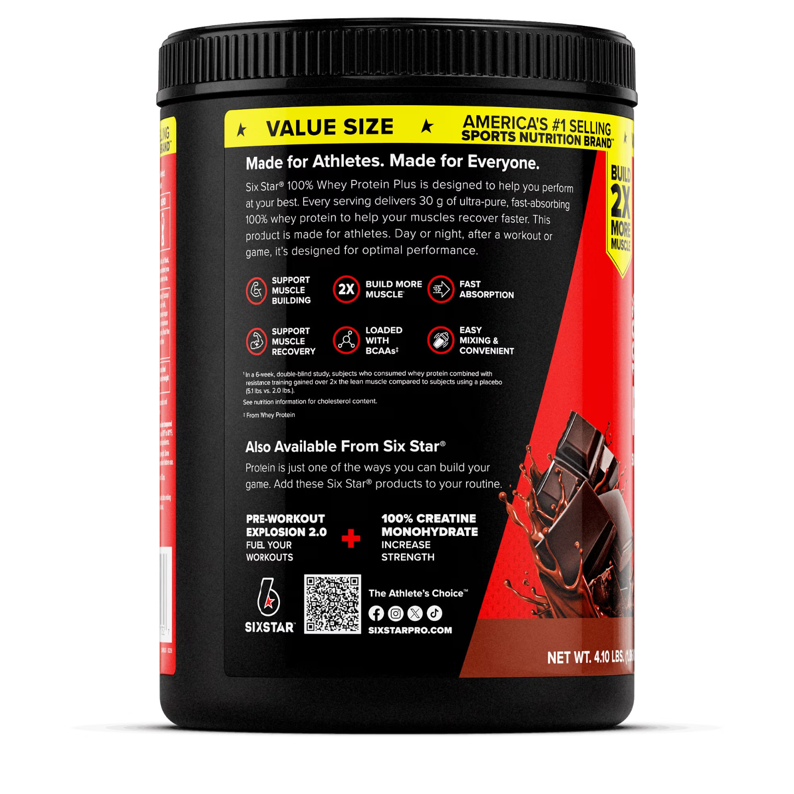 Six Star Pro Nutrition 100% Whey Protein Plus Powder Triple Chocolate 30g 4.1 lb