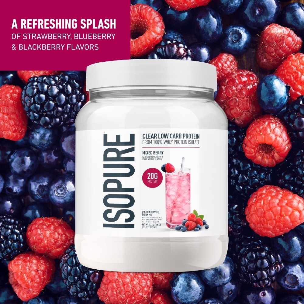 Clear Low Carb 100% Whey Protein Isolate Powder, Mixed Berry, 20g Protein, for