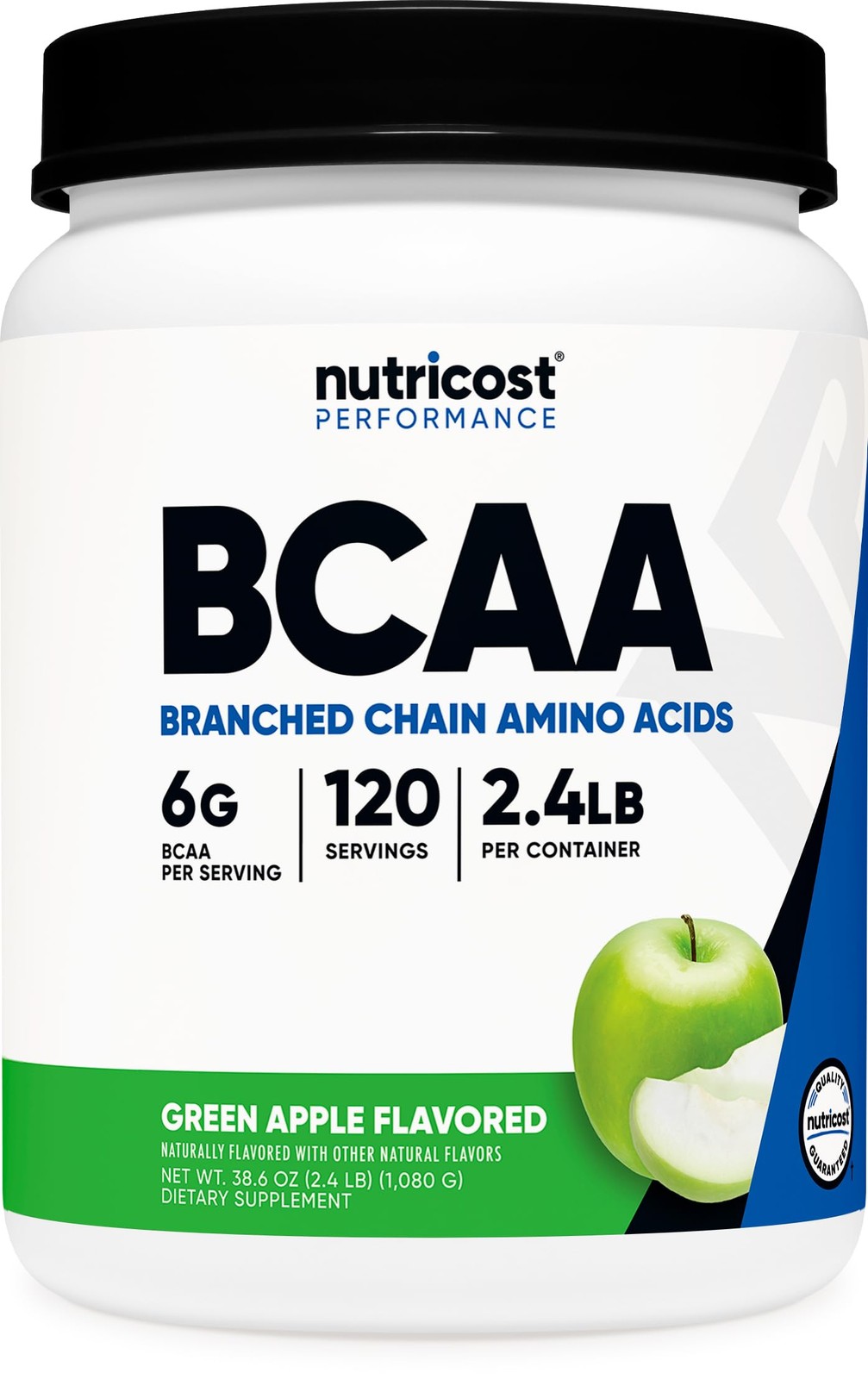 Nutricost BCAA Powder 2:1:1, 120 Servings (Green Apple) 2.2 Pound (Pack of 1)